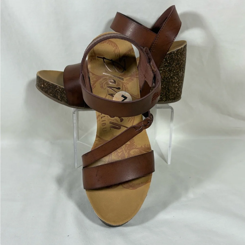 Blowfish Malibu Hazard Braid Brown Cork Wedge Platform Sandals Women's 7 - Picture 3 of 10